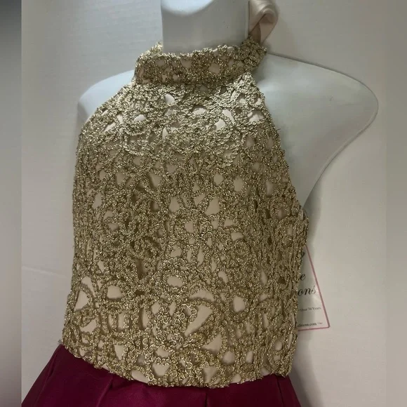 Elegant Gold and Red Kids Dress - Picture 3 of 14